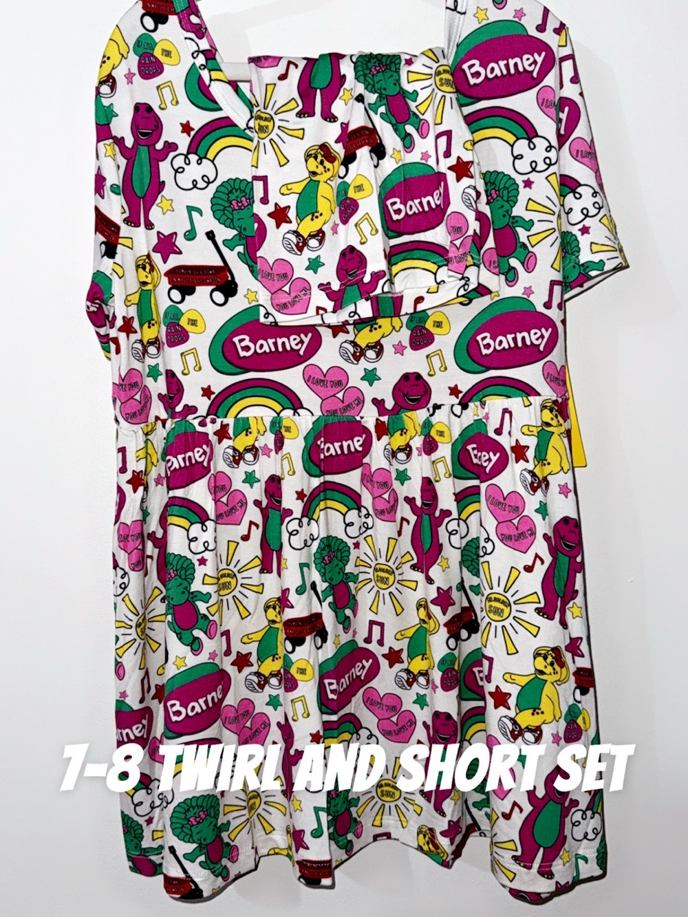 Barneys New York White Multicolor Barney Print Twirl Top